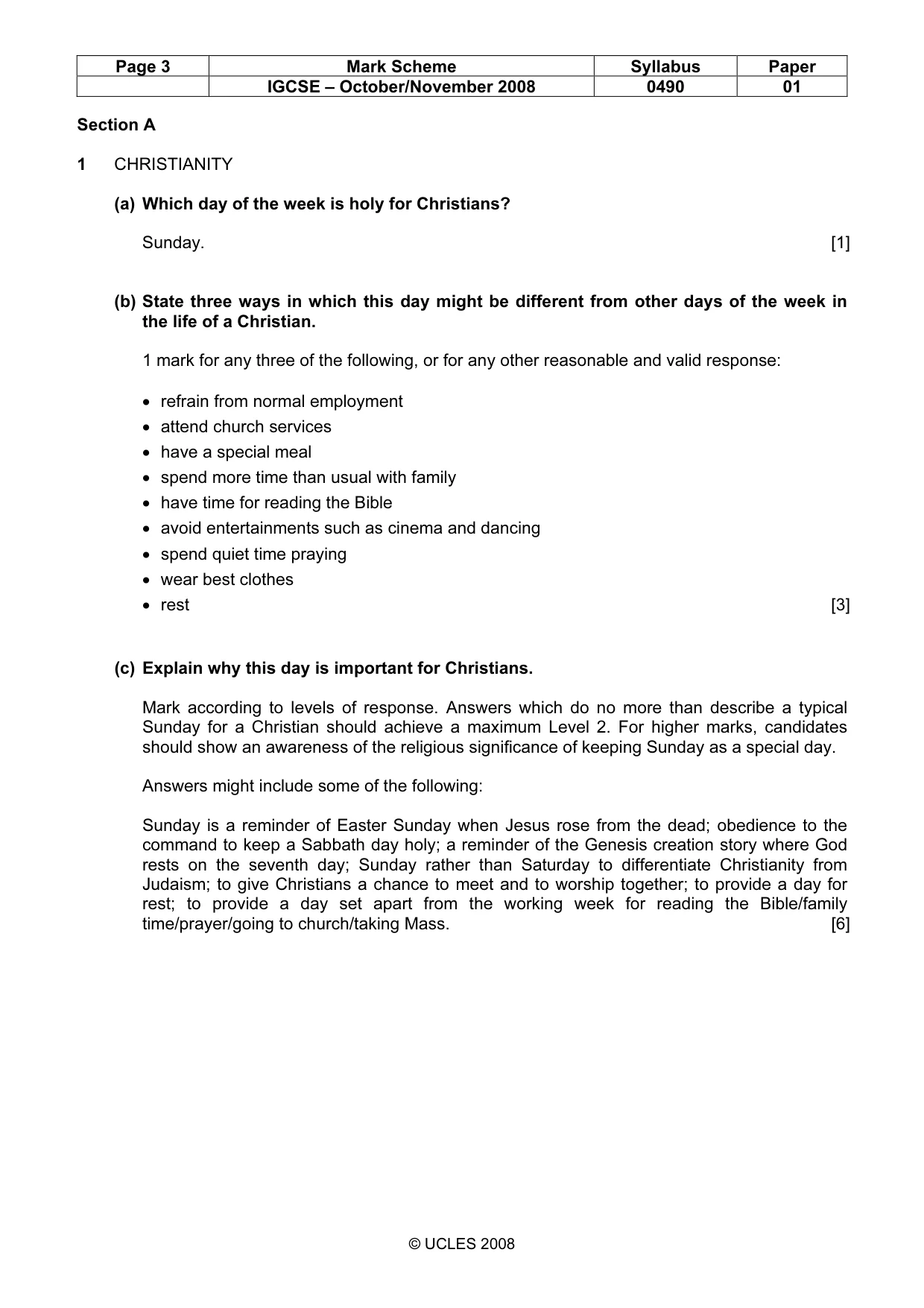 Mark scheme, page 3 of 9