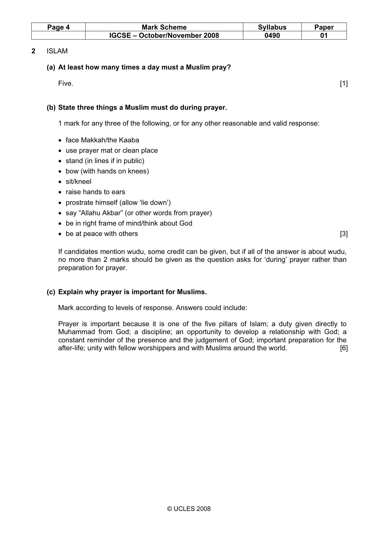 Mark scheme, page 4 of 9