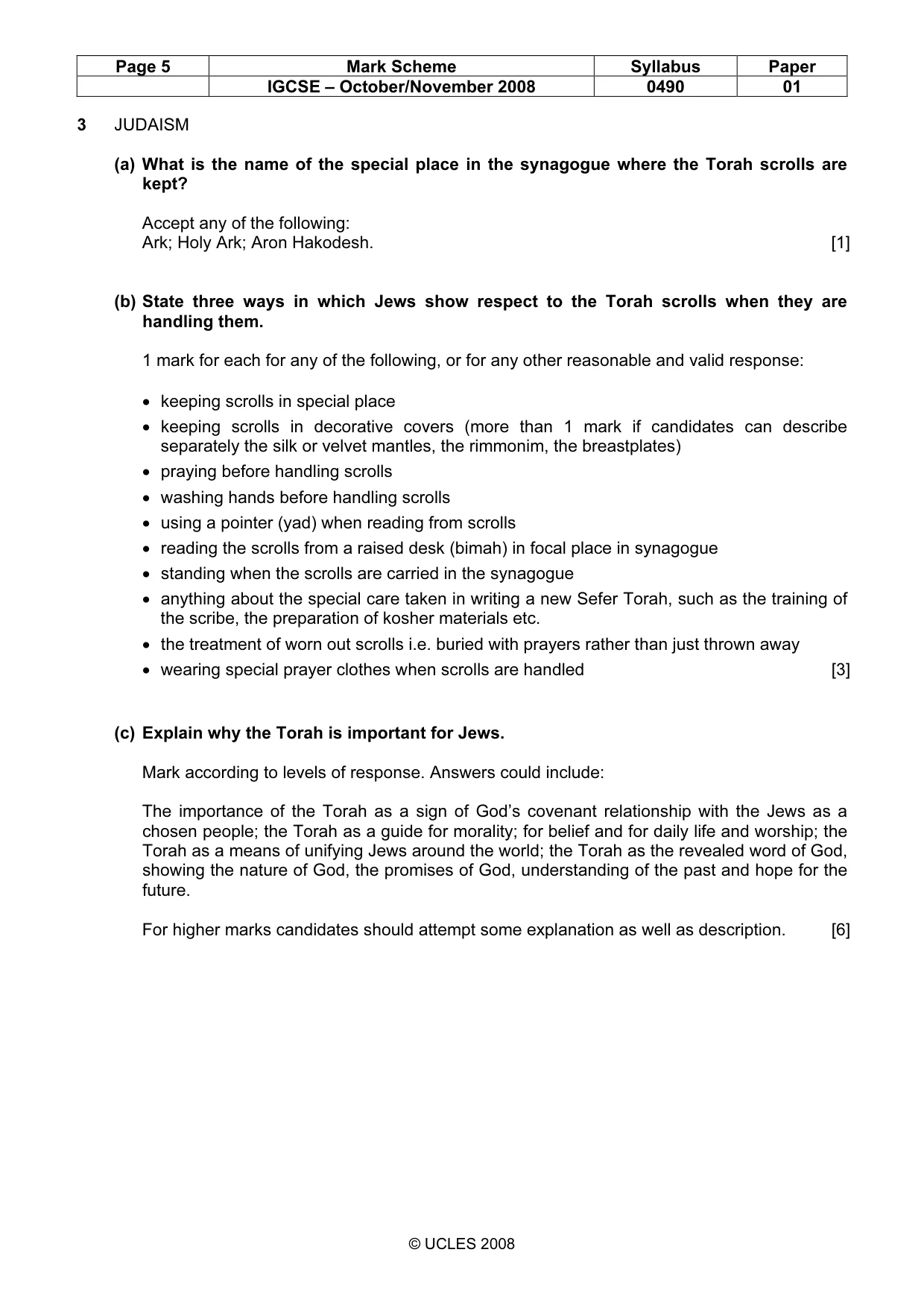 Mark scheme, page 5 of 9