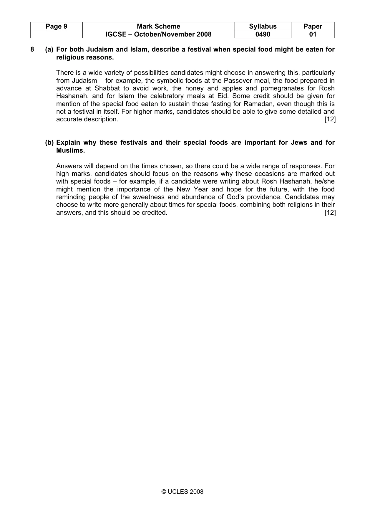 Mark scheme, page 9 of 9