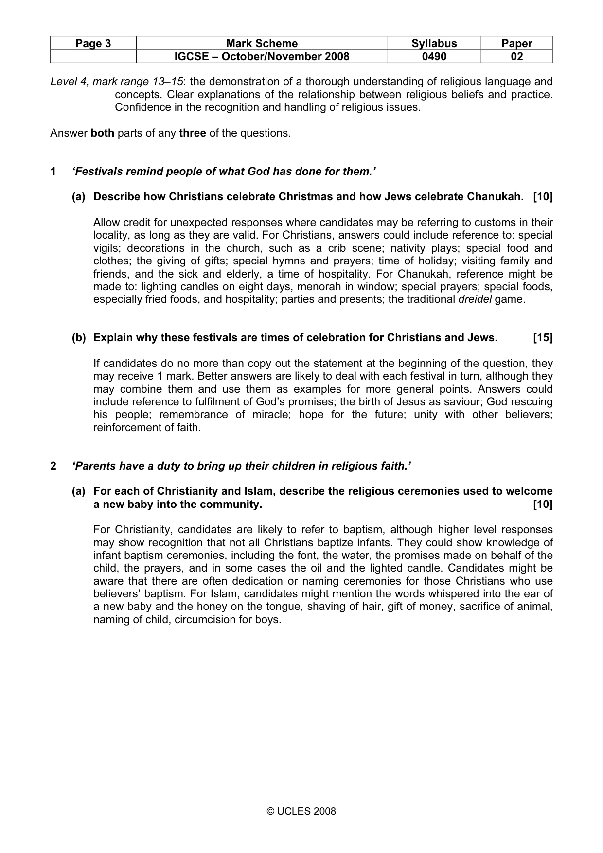 Mark scheme, page 3 of 5