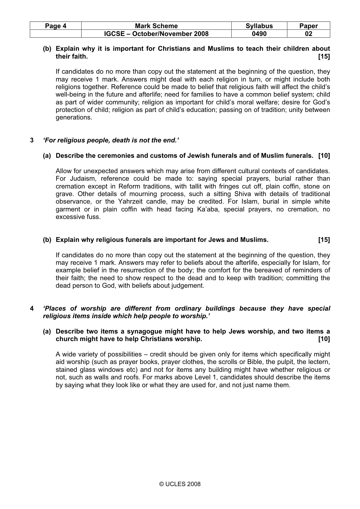 Mark scheme, page 4 of 5