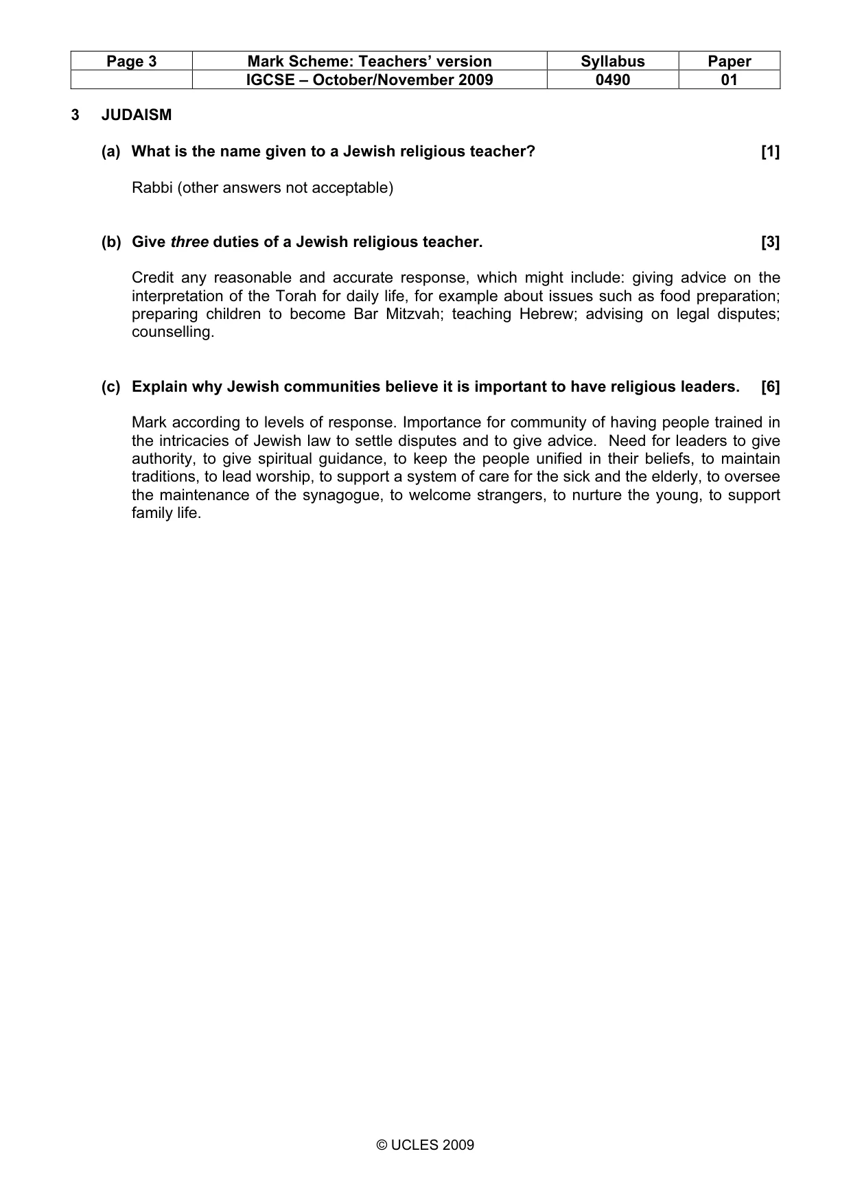Mark scheme, page 3 of 6