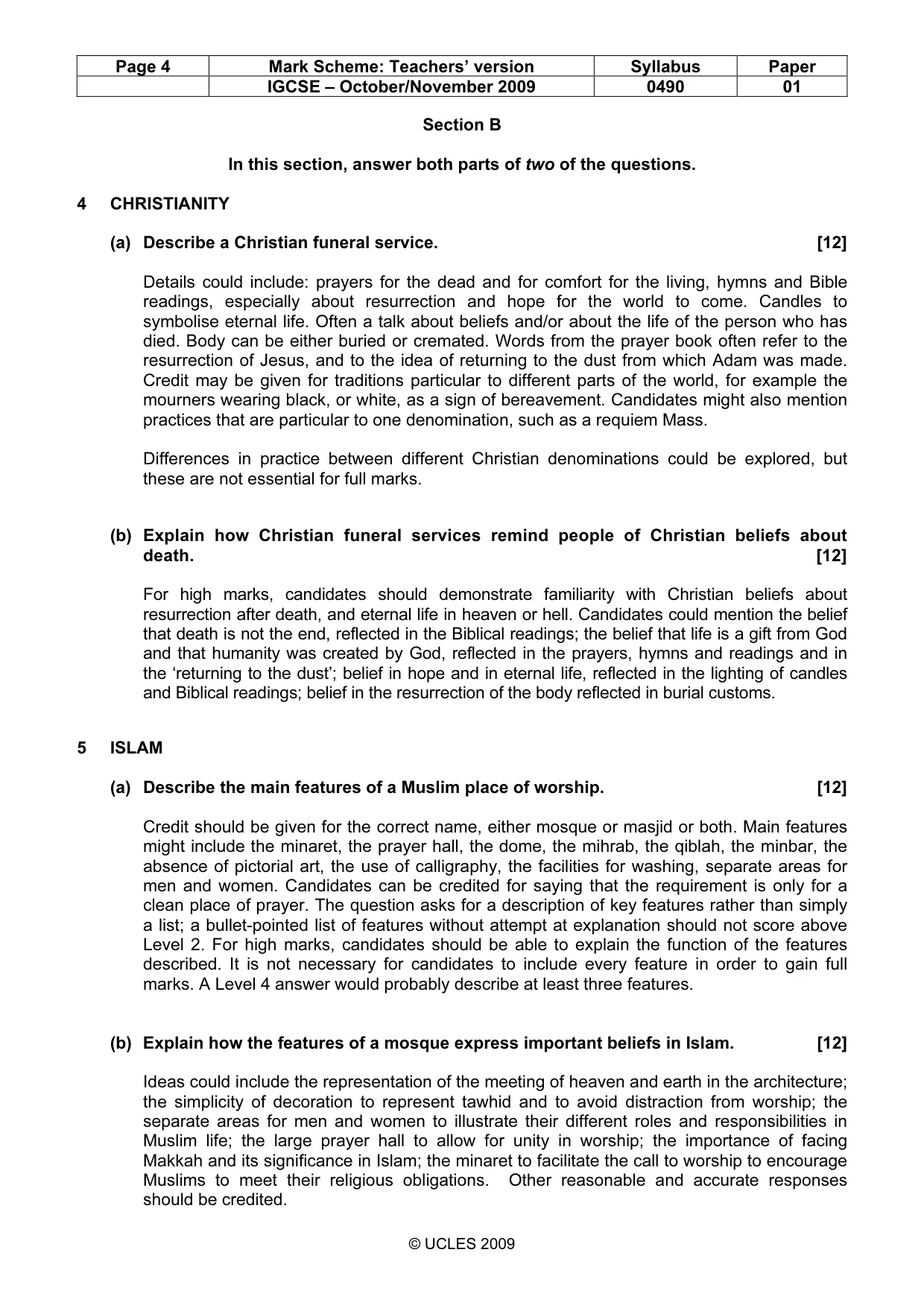 Mark scheme, page 4 of 6