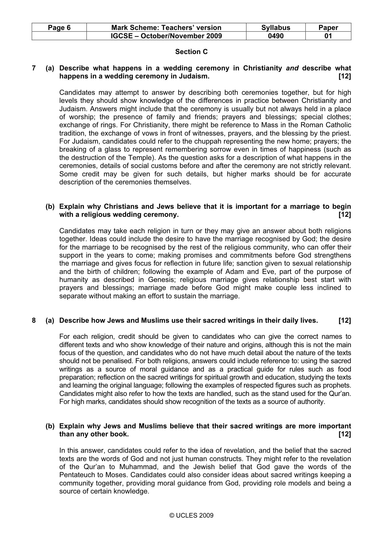 Mark scheme, page 6 of 6