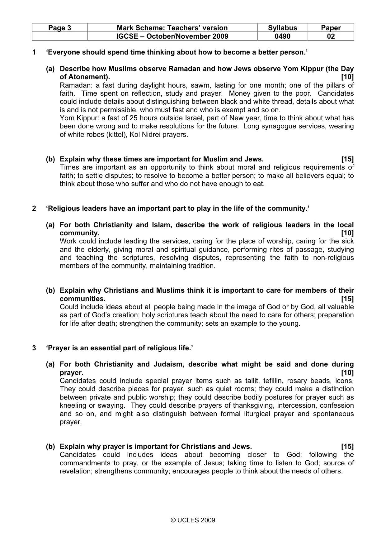 Mark scheme, page 3 of 4