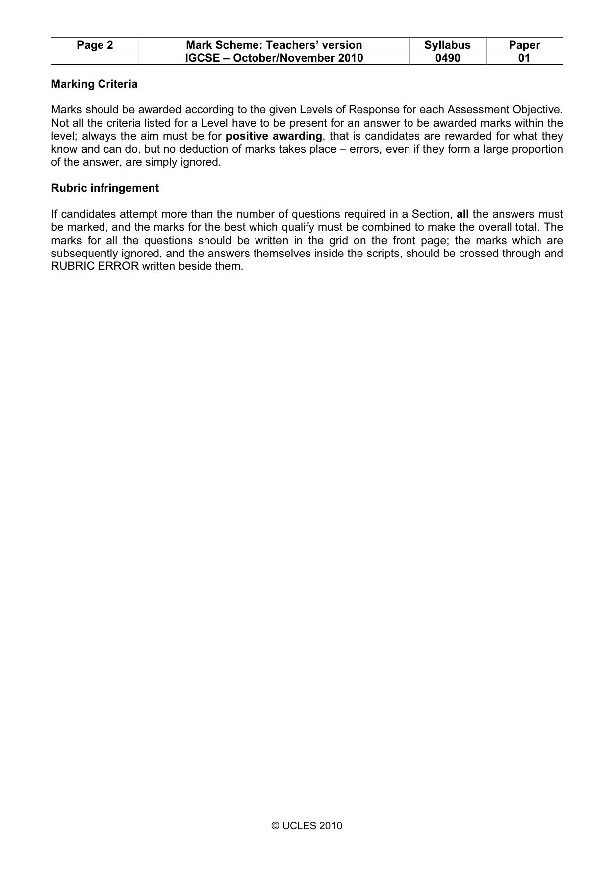 Mark scheme, page 2 of 10