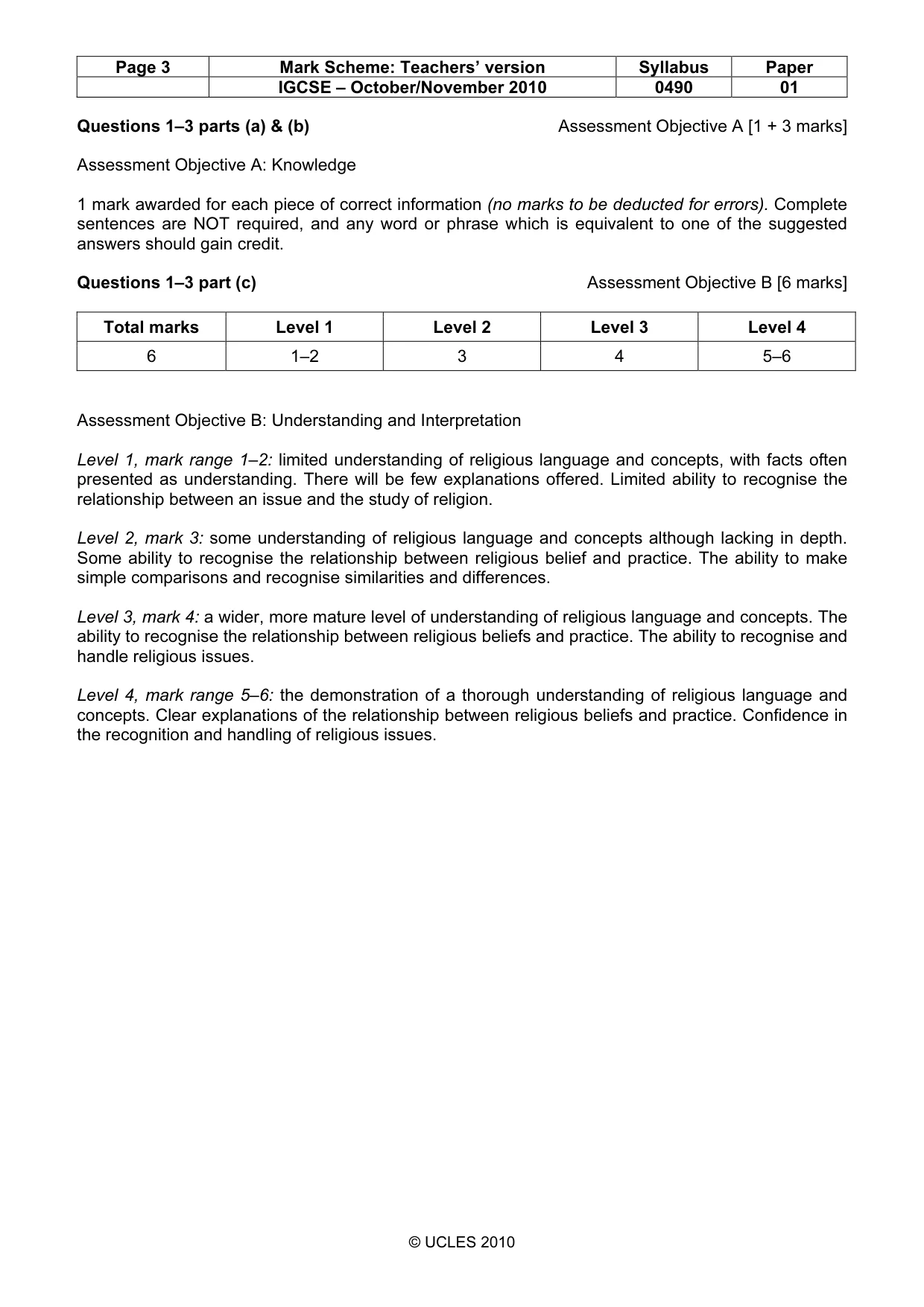 Mark scheme, page 3 of 10