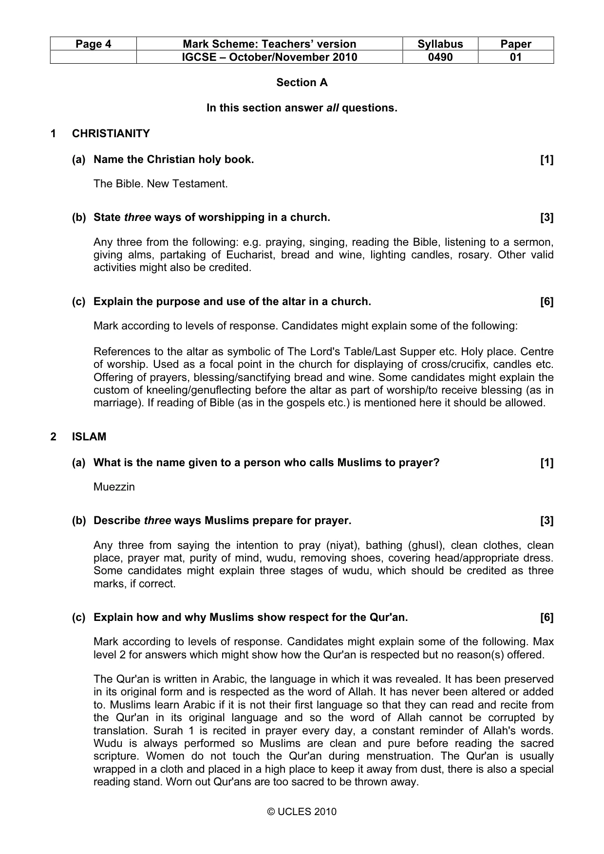 Mark scheme, page 4 of 10