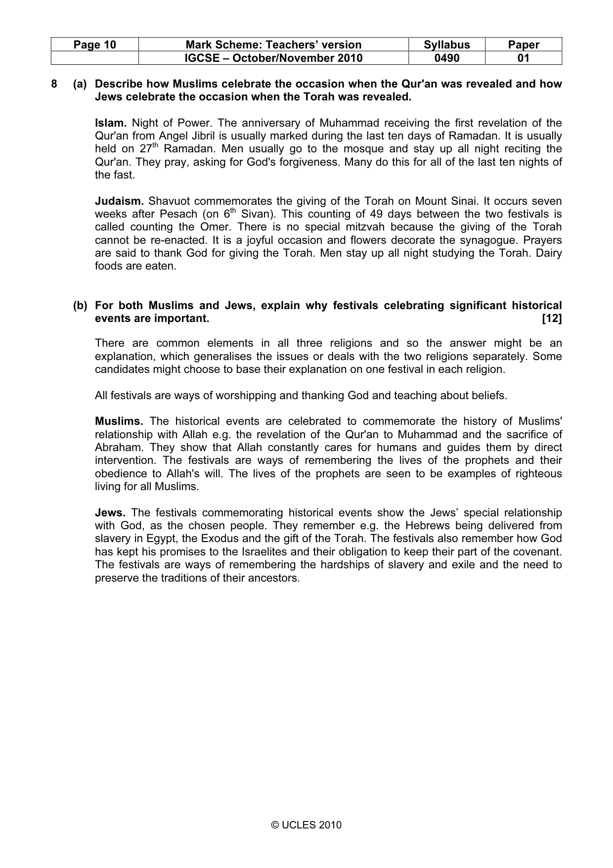 Mark scheme, page 10 of 10