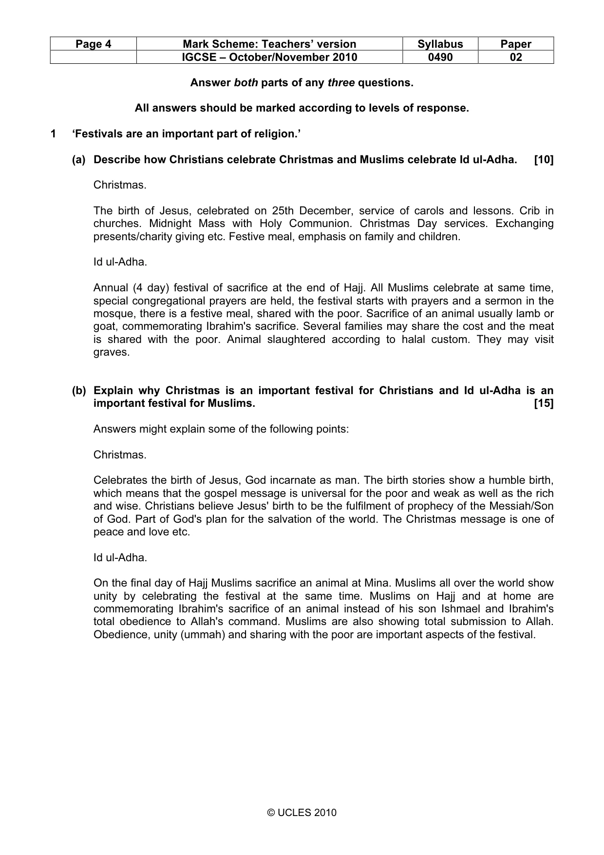 Mark scheme, page 4 of 7