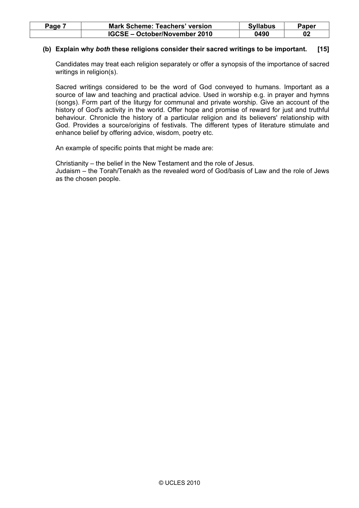 Mark scheme, page 7 of 7
