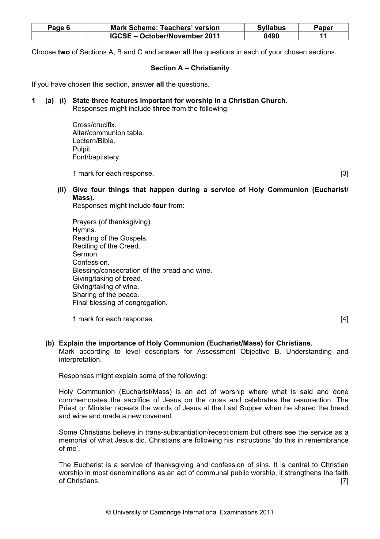 Mark scheme, page 6 of 14