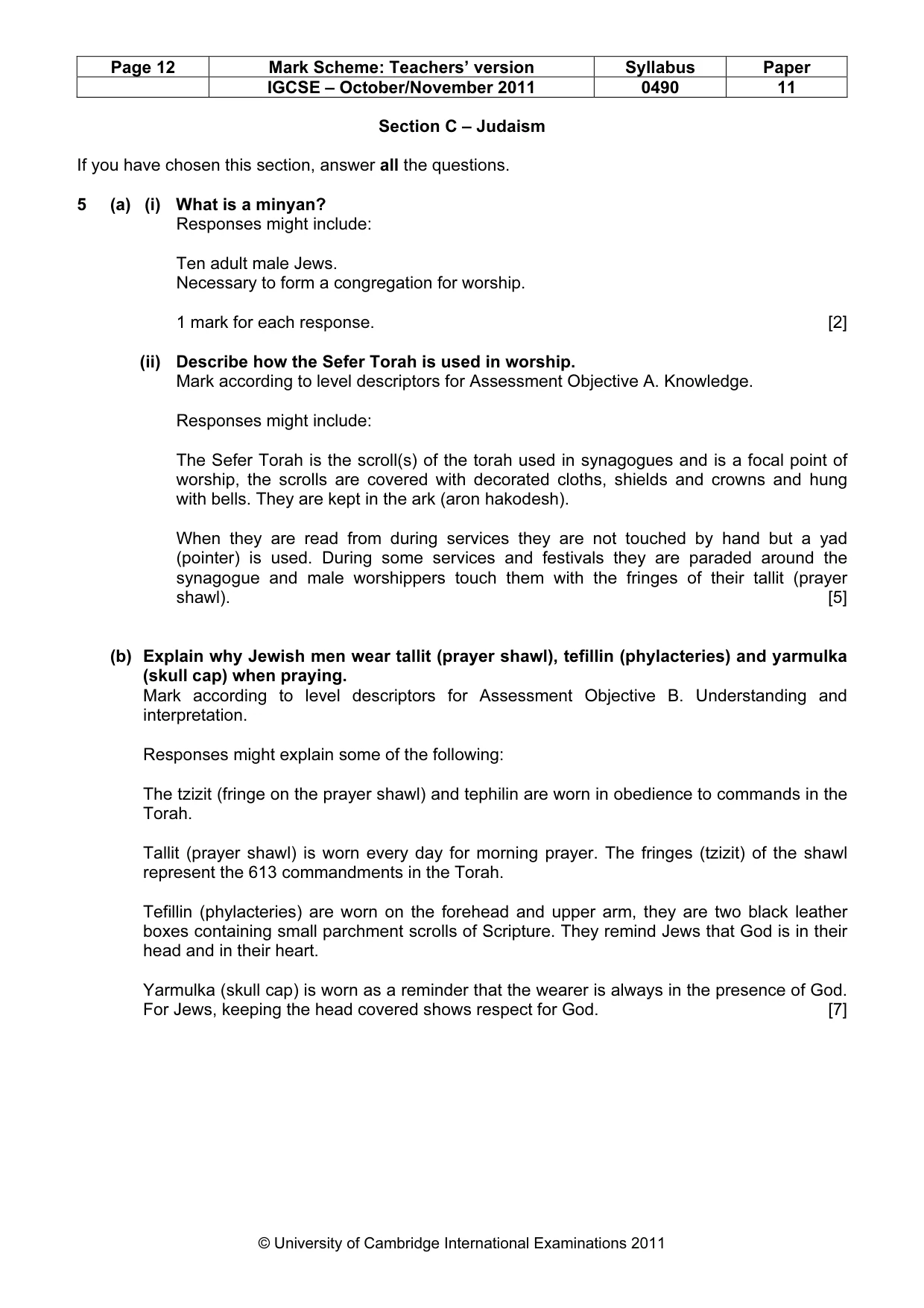 Mark scheme, page 12 of 14