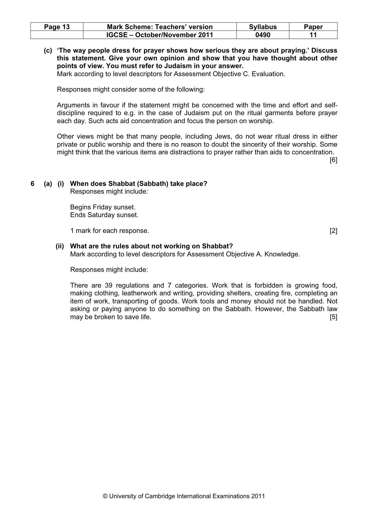 Mark scheme, page 13 of 14