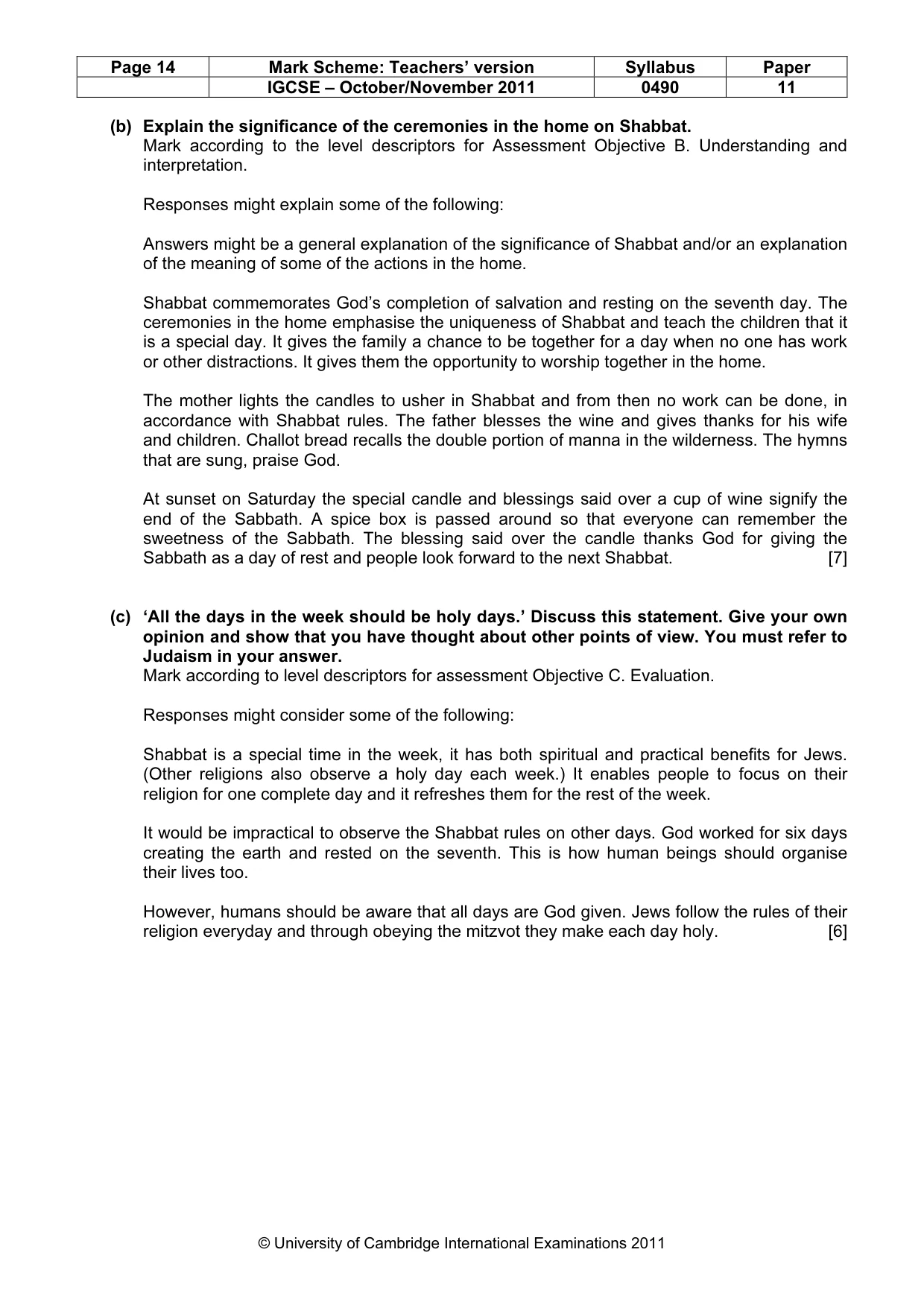 Mark scheme, page 14 of 14