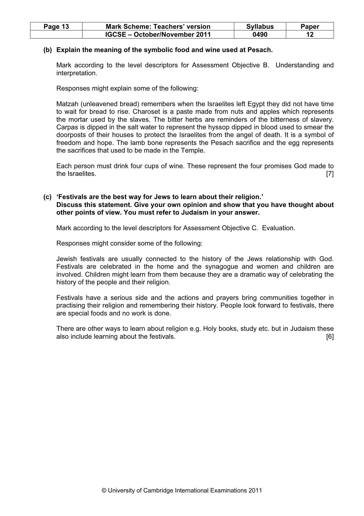 Mark scheme, page 13 of 13