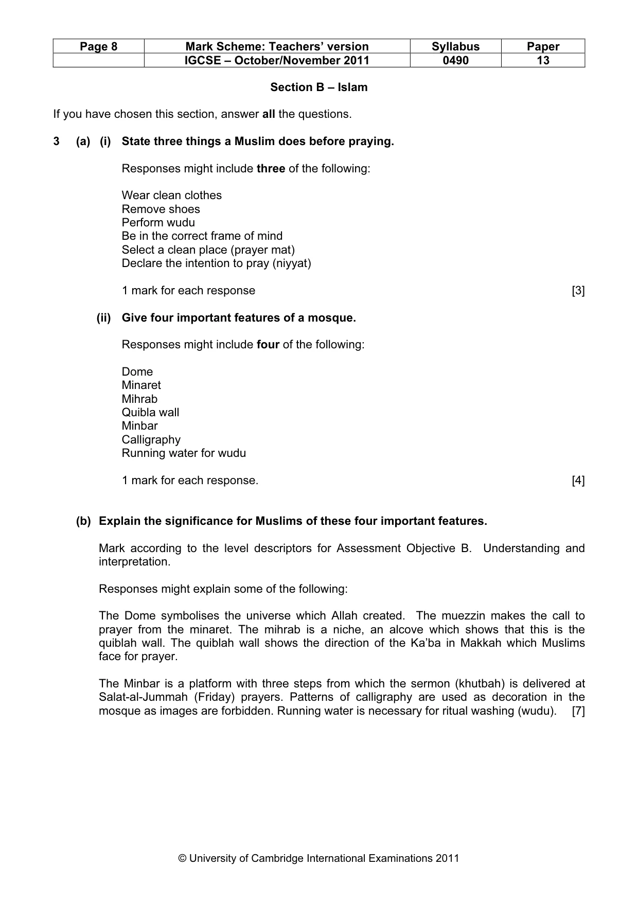 Mark scheme, page 8 of 13