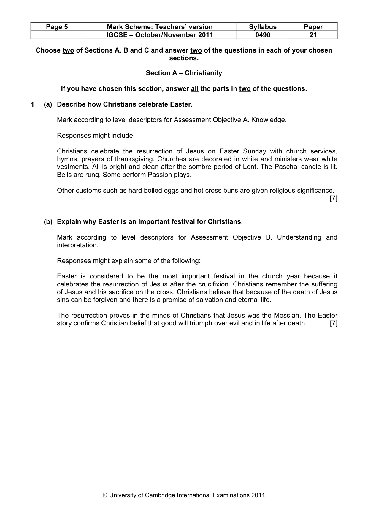 Mark scheme, page 5 of 16