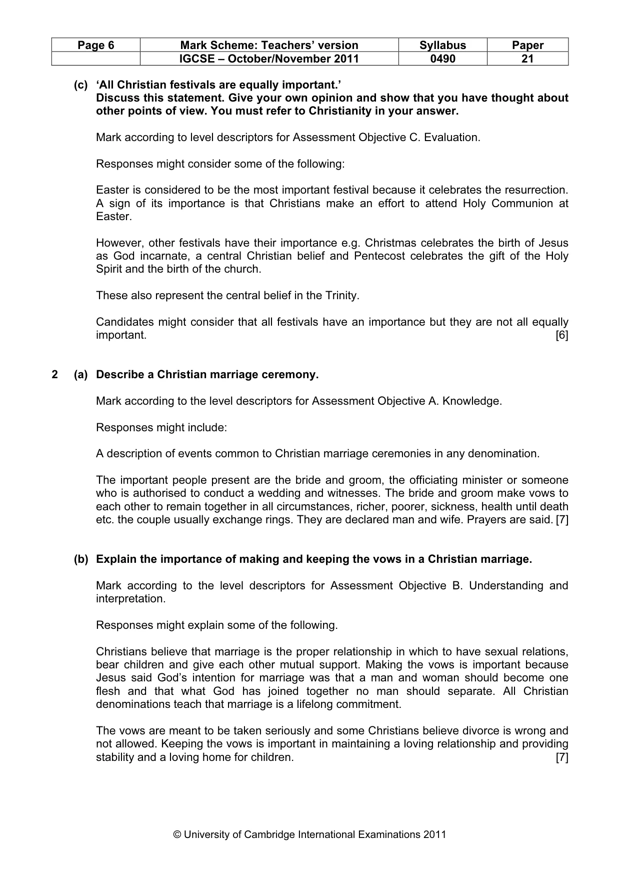 Mark scheme, page 6 of 16