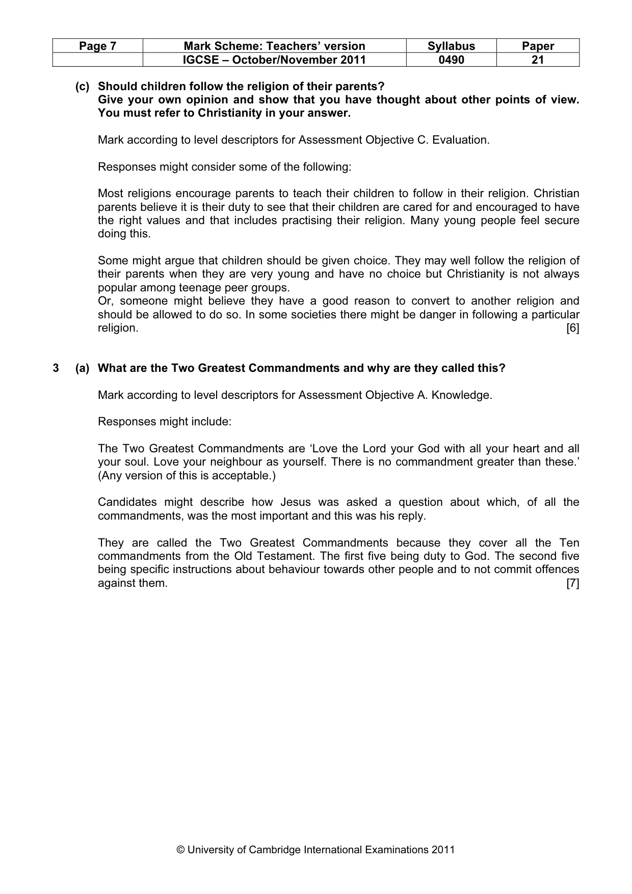 Mark scheme, page 7 of 16