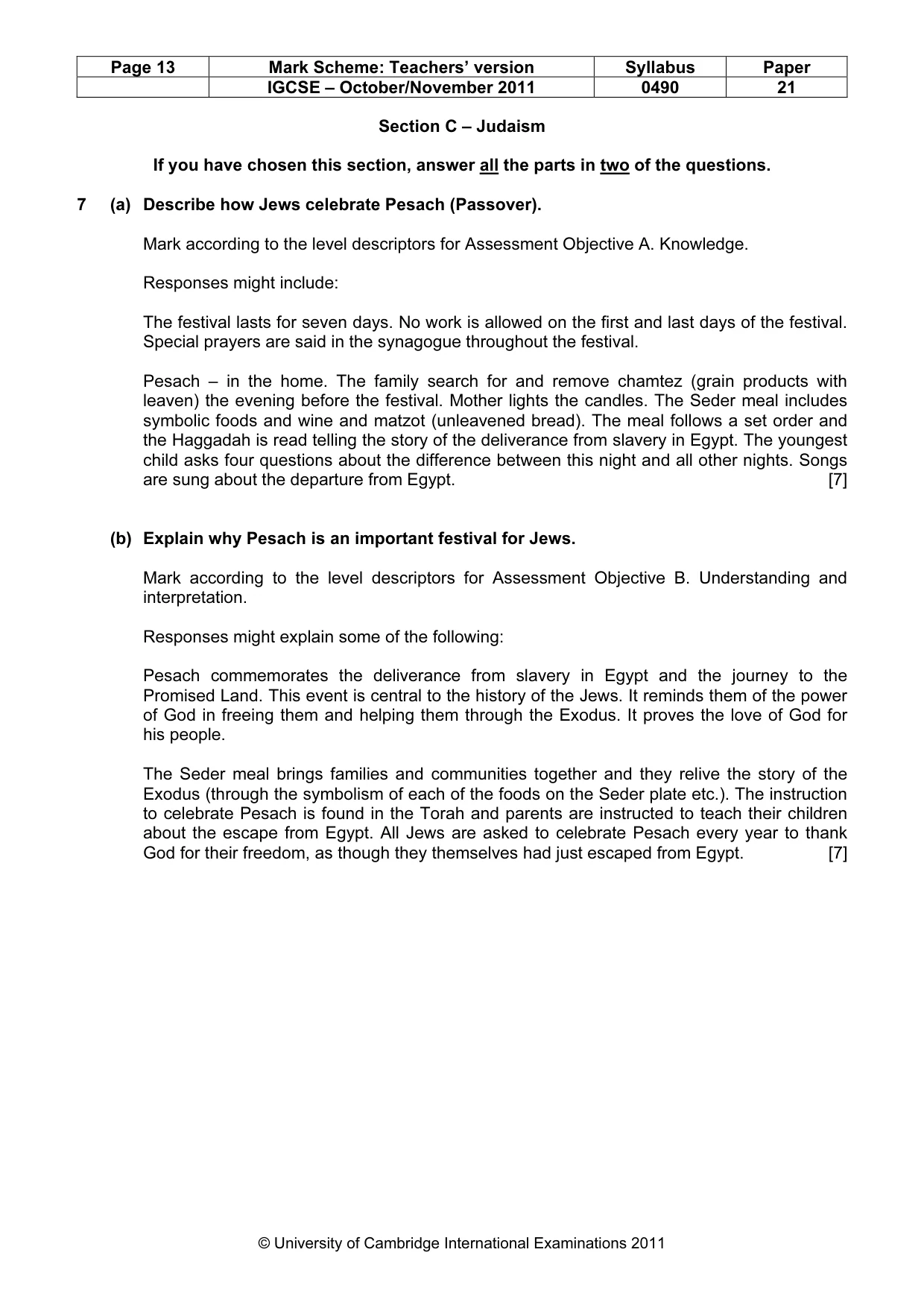 Mark scheme, page 13 of 16