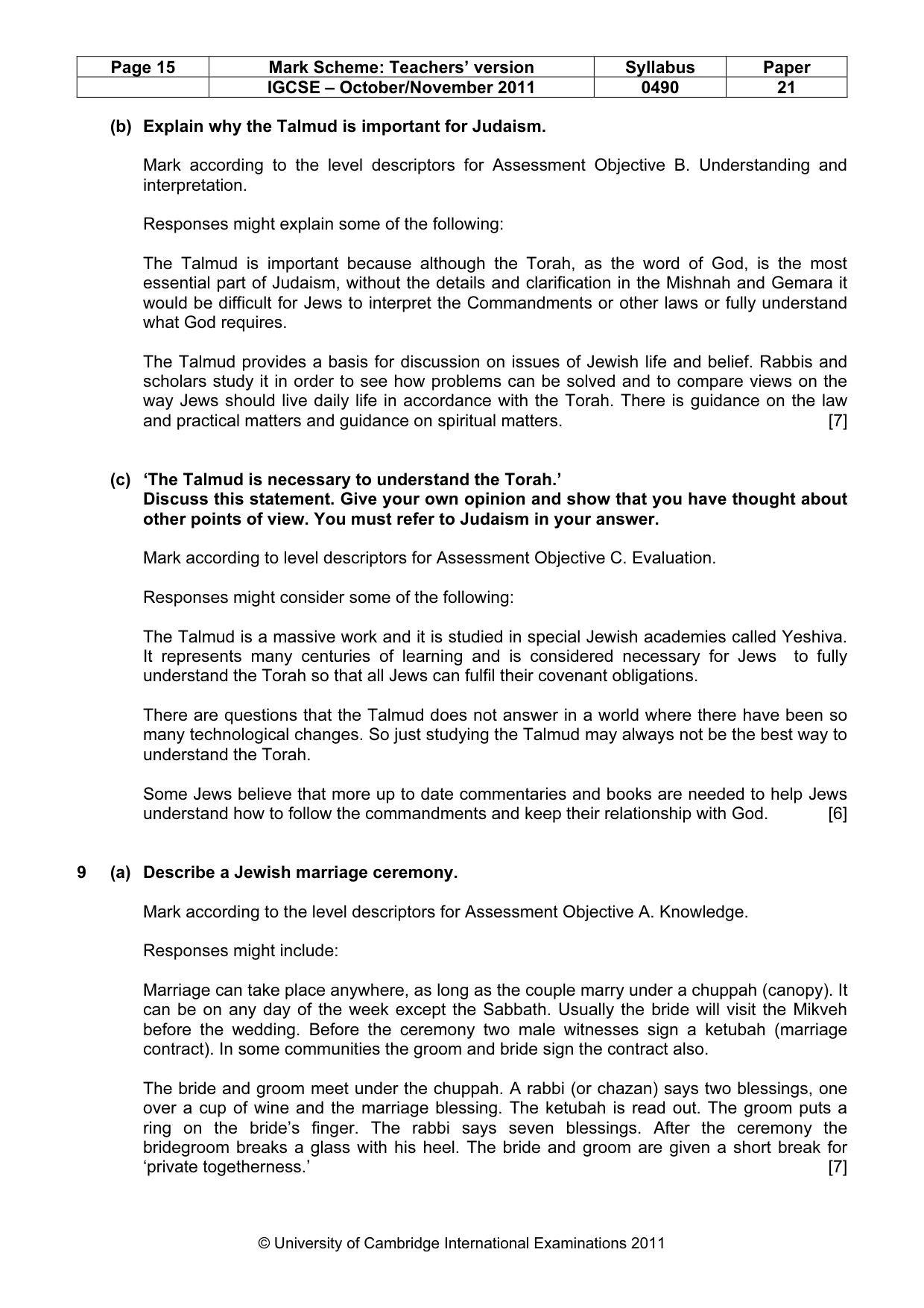 Mark scheme, page 15 of 16