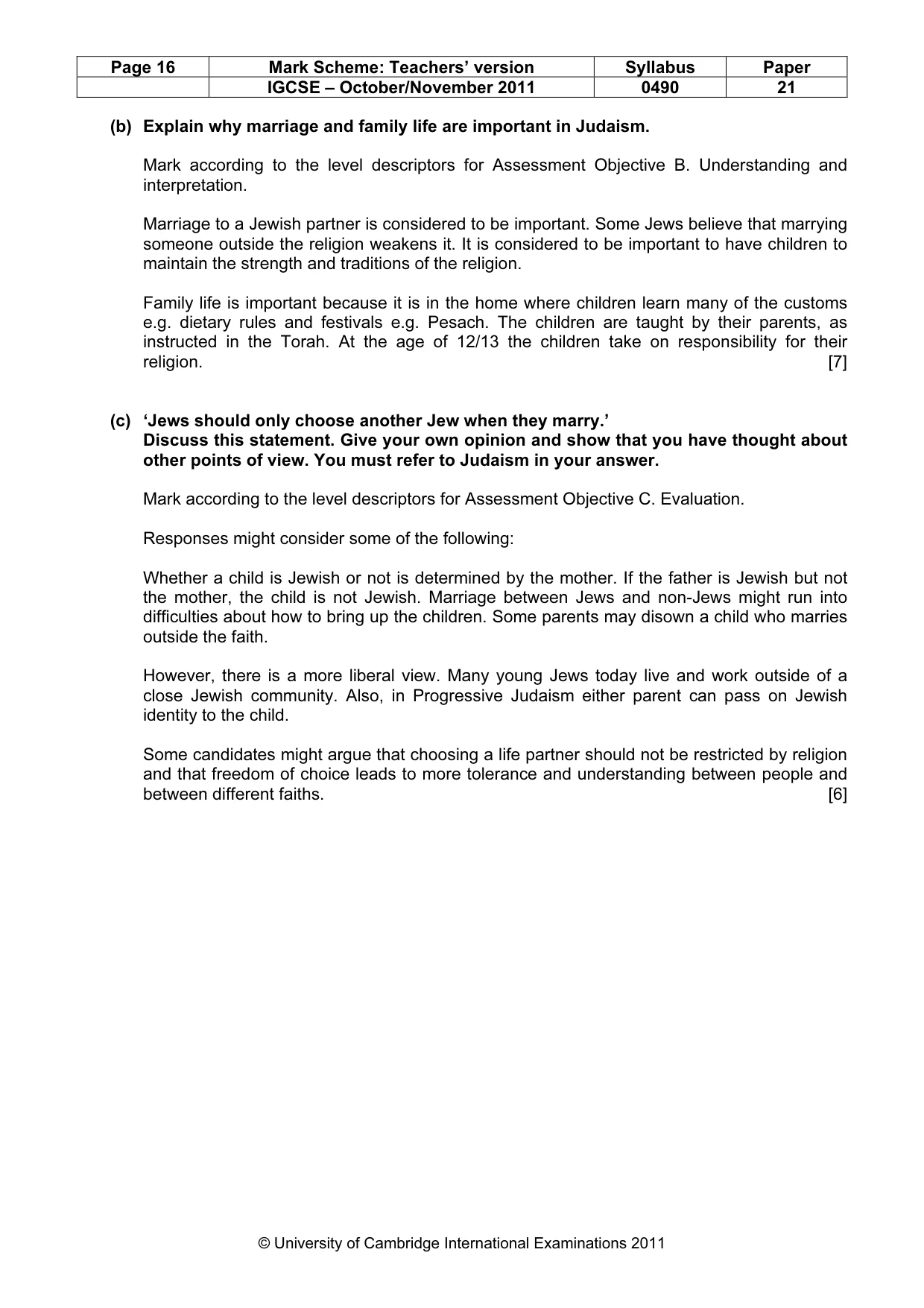 Mark scheme, page 16 of 16