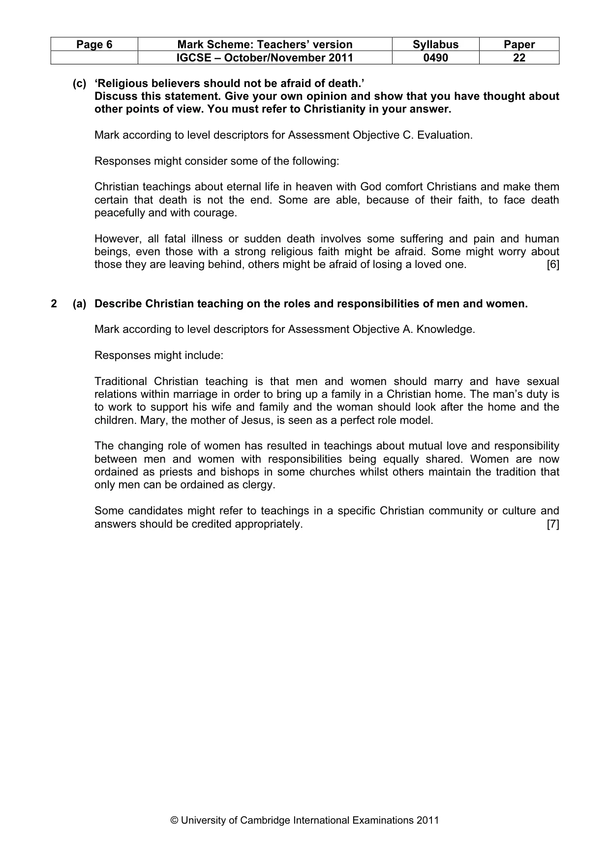 Mark scheme, page 6 of 17