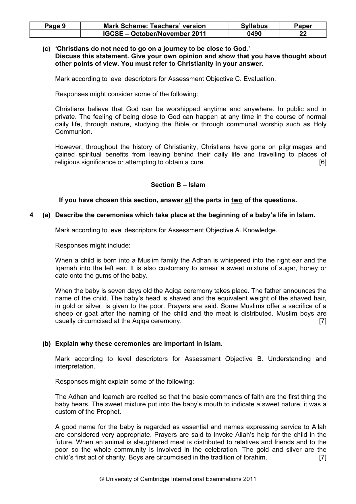 Mark scheme, page 9 of 17