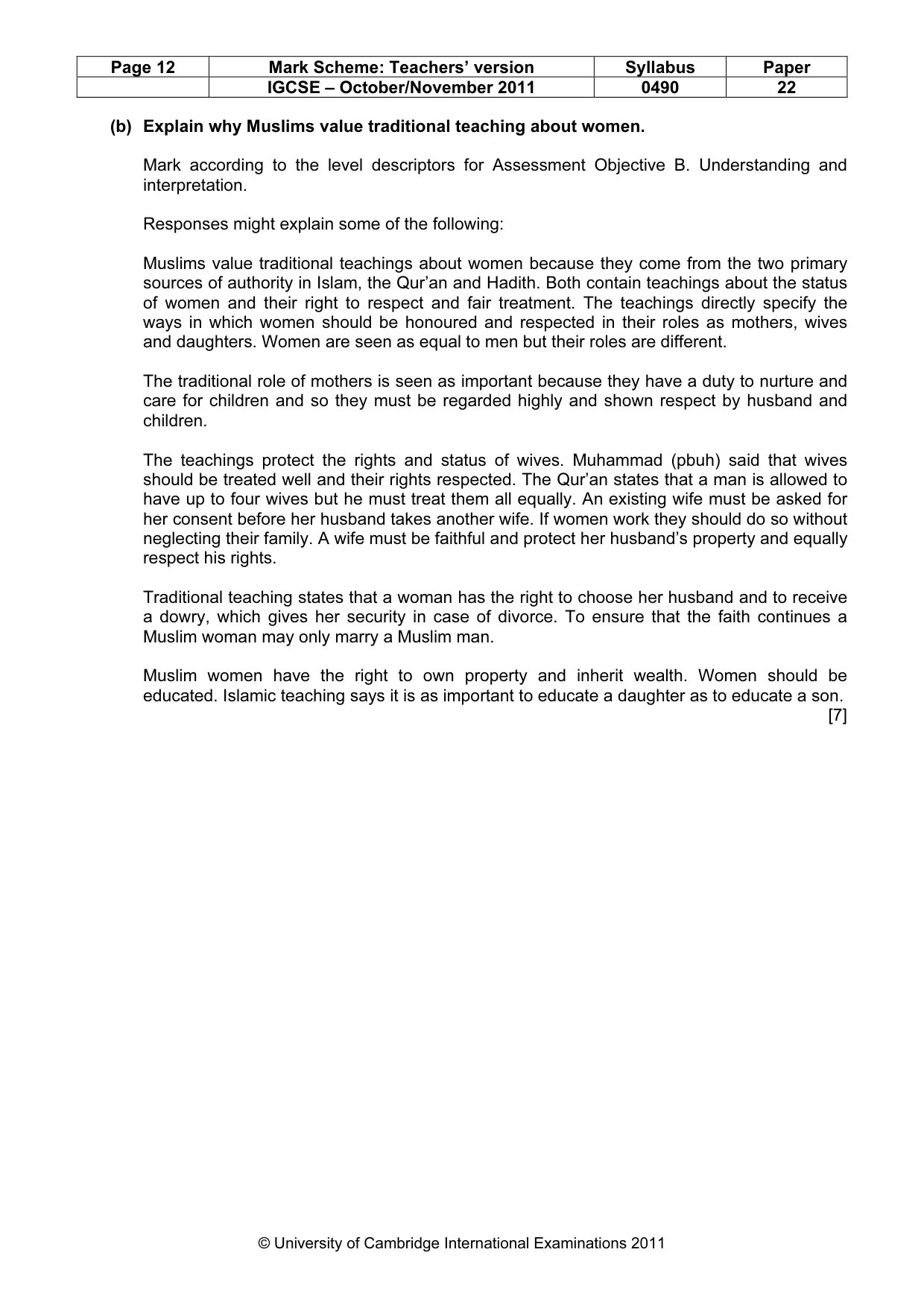 Mark scheme, page 12 of 17