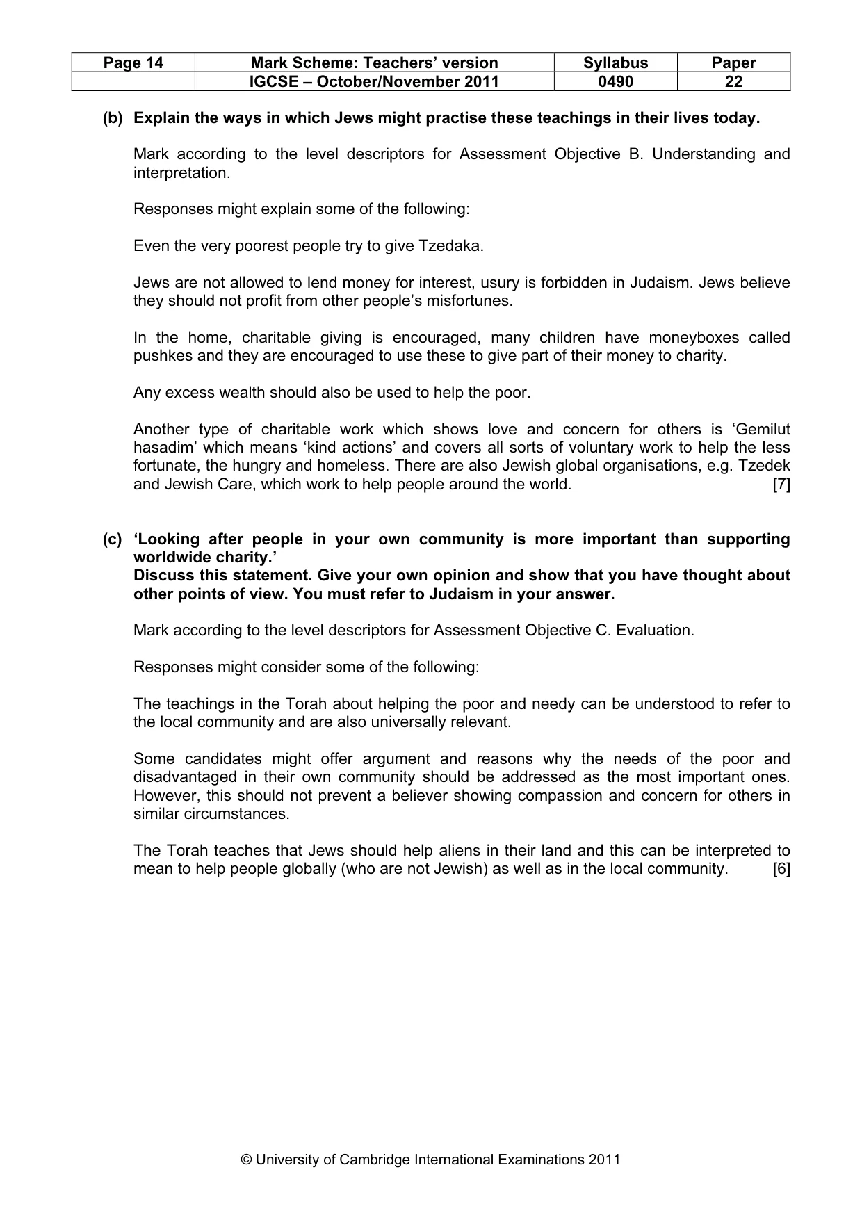 Mark scheme, page 14 of 17
