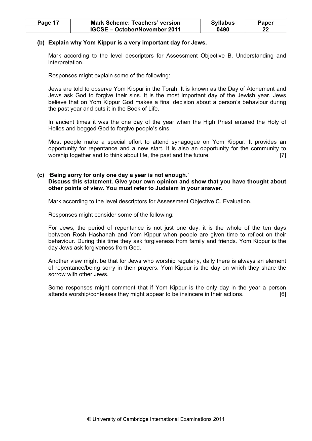 Mark scheme, page 17 of 17