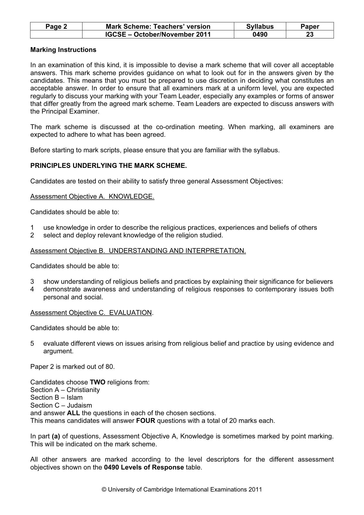 Mark scheme, page 2 of 17