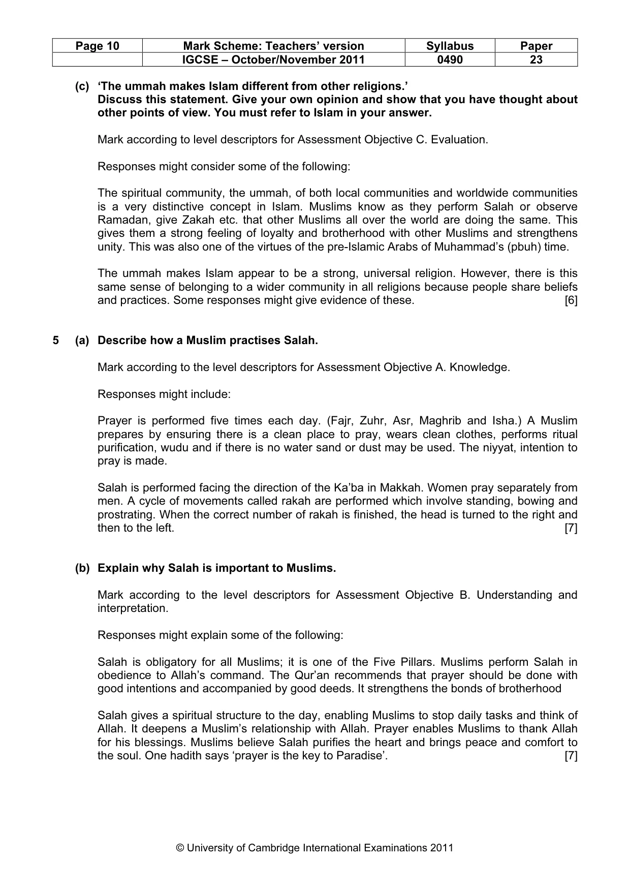 Mark scheme, page 10 of 17