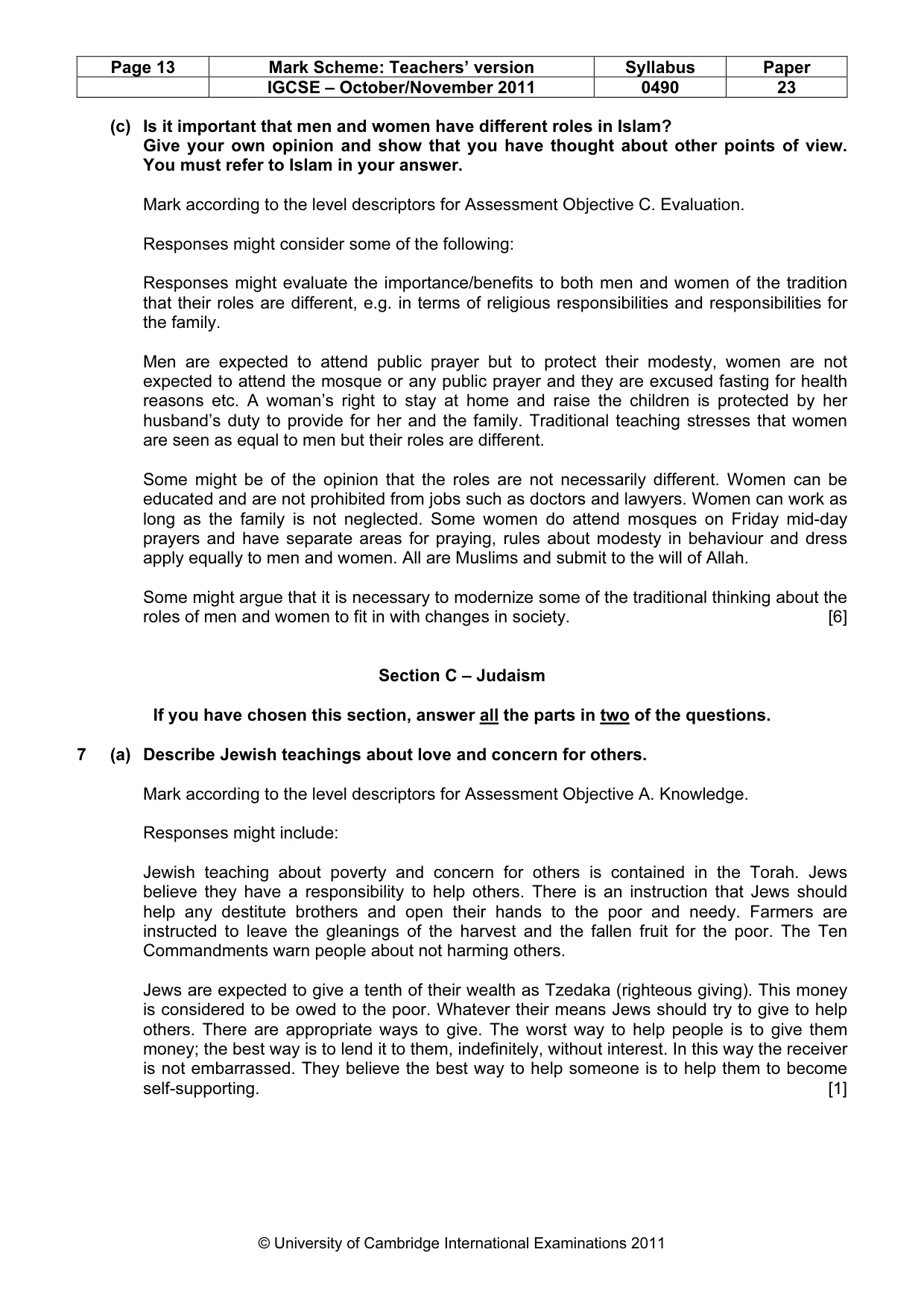 Mark scheme, page 13 of 17