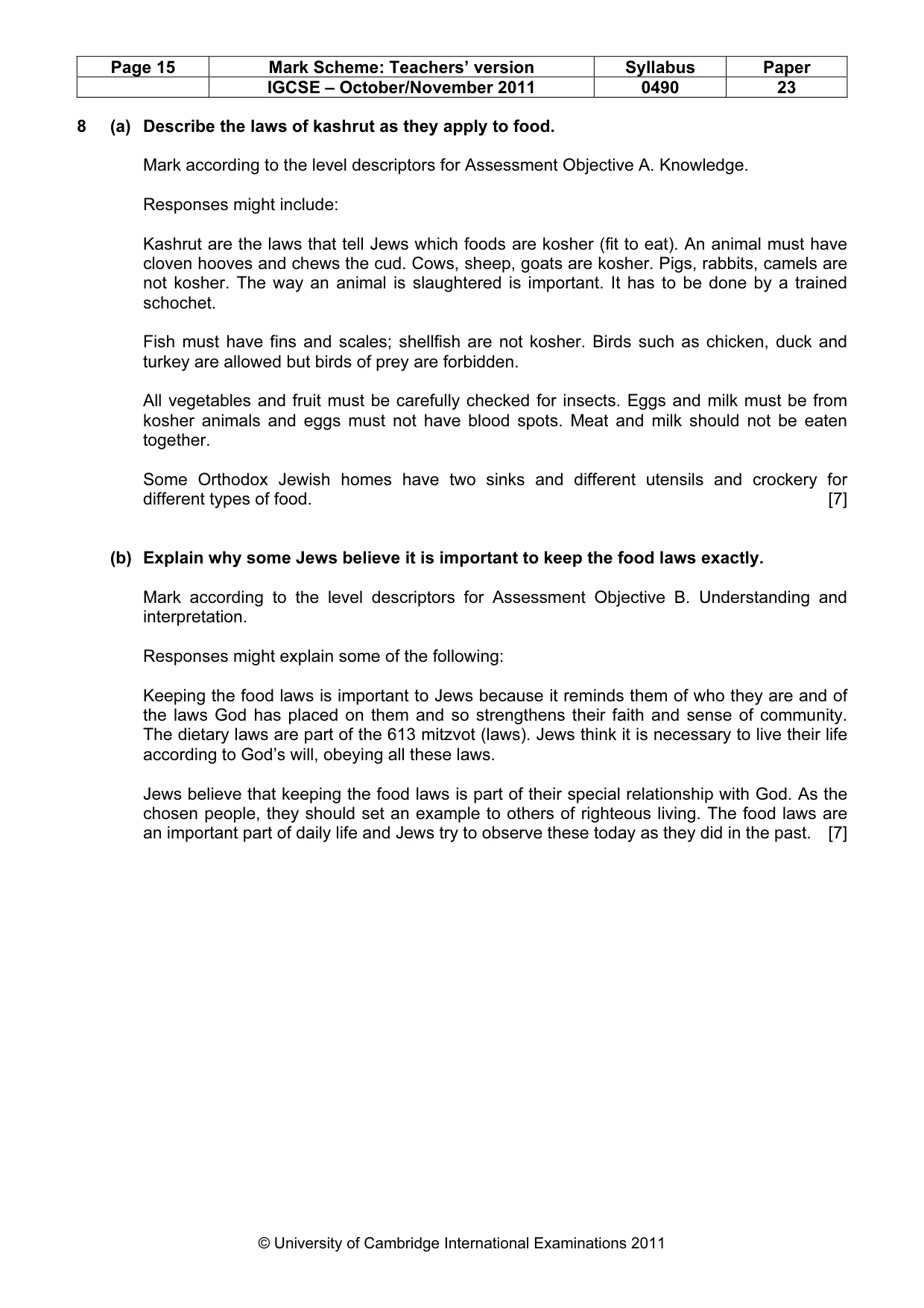 Mark scheme, page 15 of 17