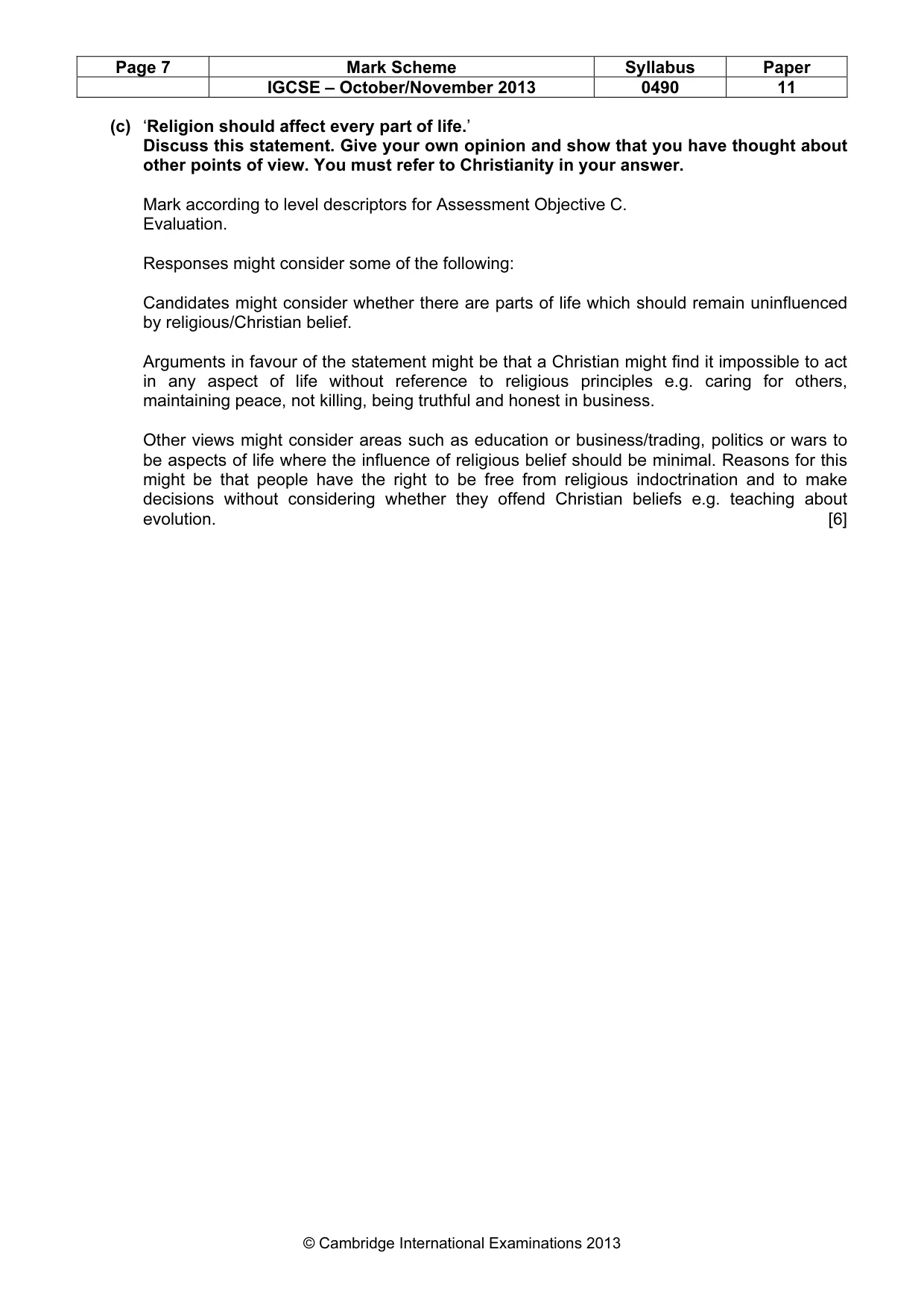Mark scheme, page 7 of 15
