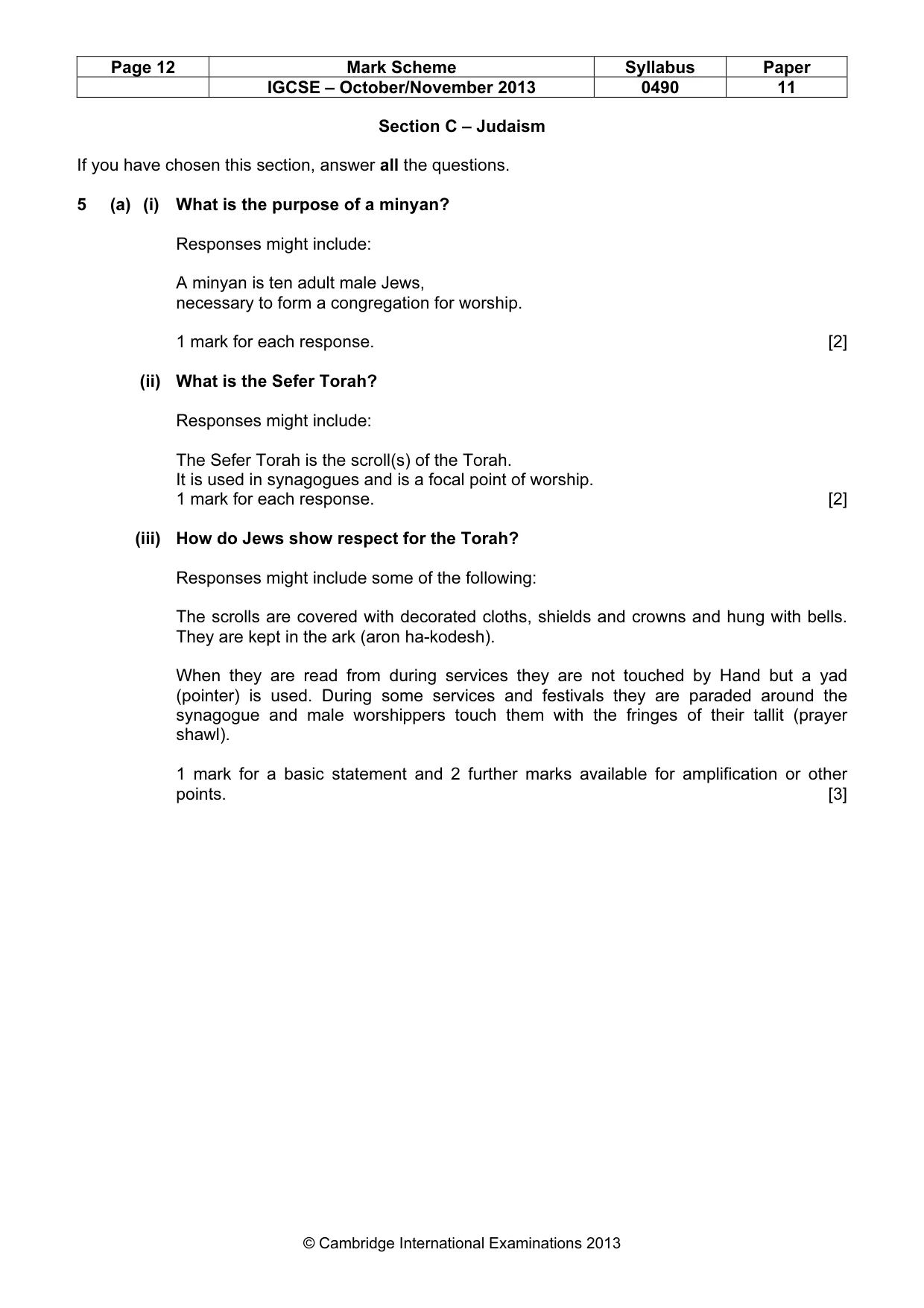 Mark scheme, page 12 of 15