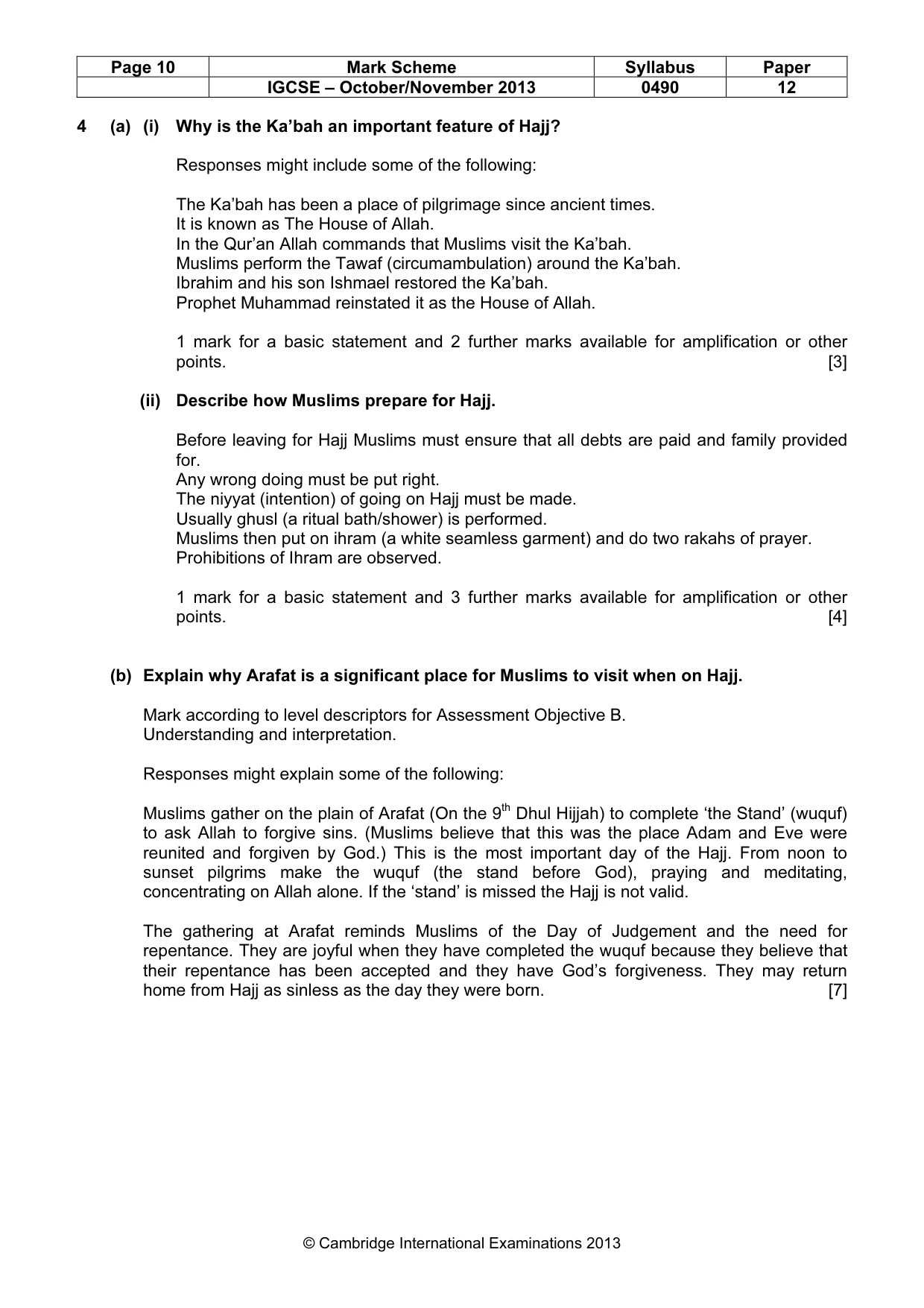Mark scheme, page 10 of 15