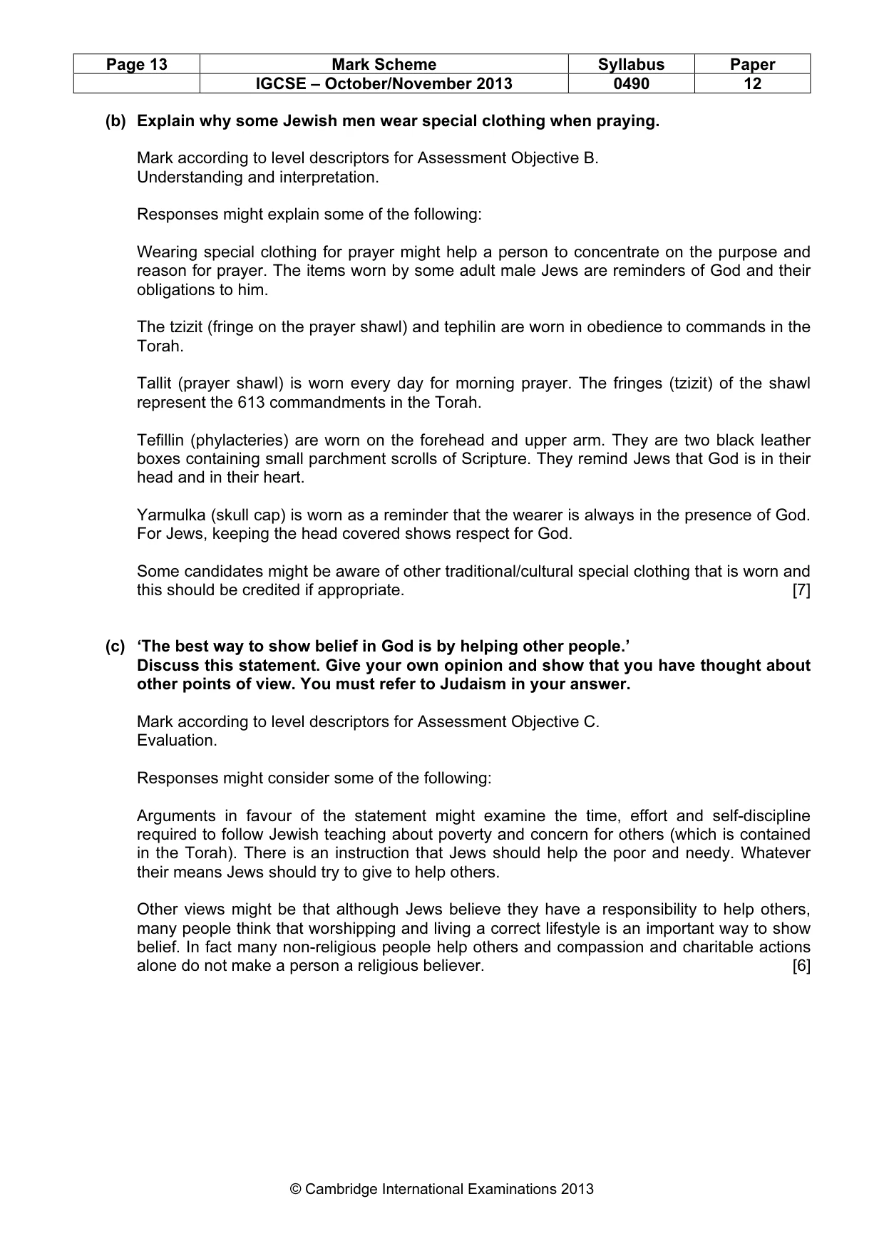 Mark scheme, page 13 of 15