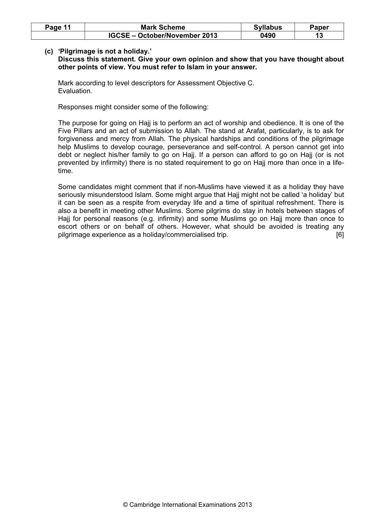 Mark scheme, page 11 of 15