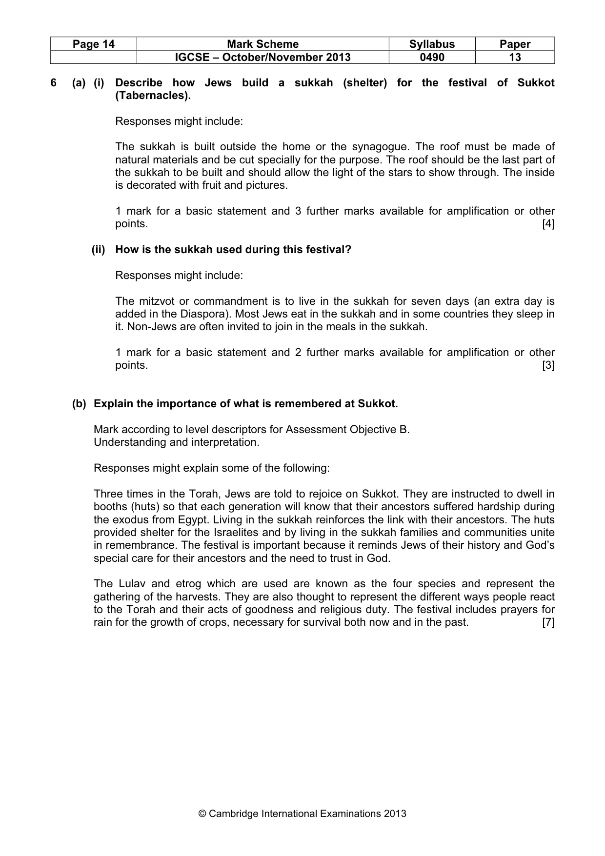 Mark scheme, page 14 of 15