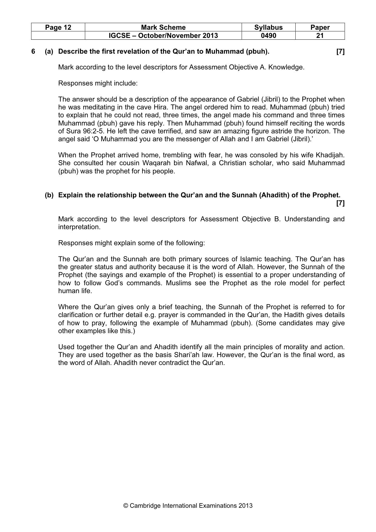Mark scheme, page 12 of 17