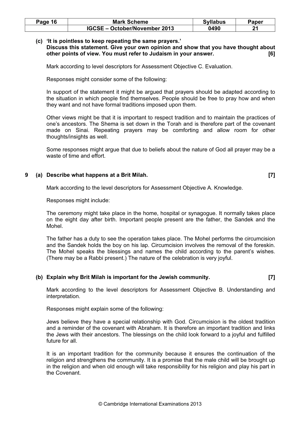 Mark scheme, page 16 of 17