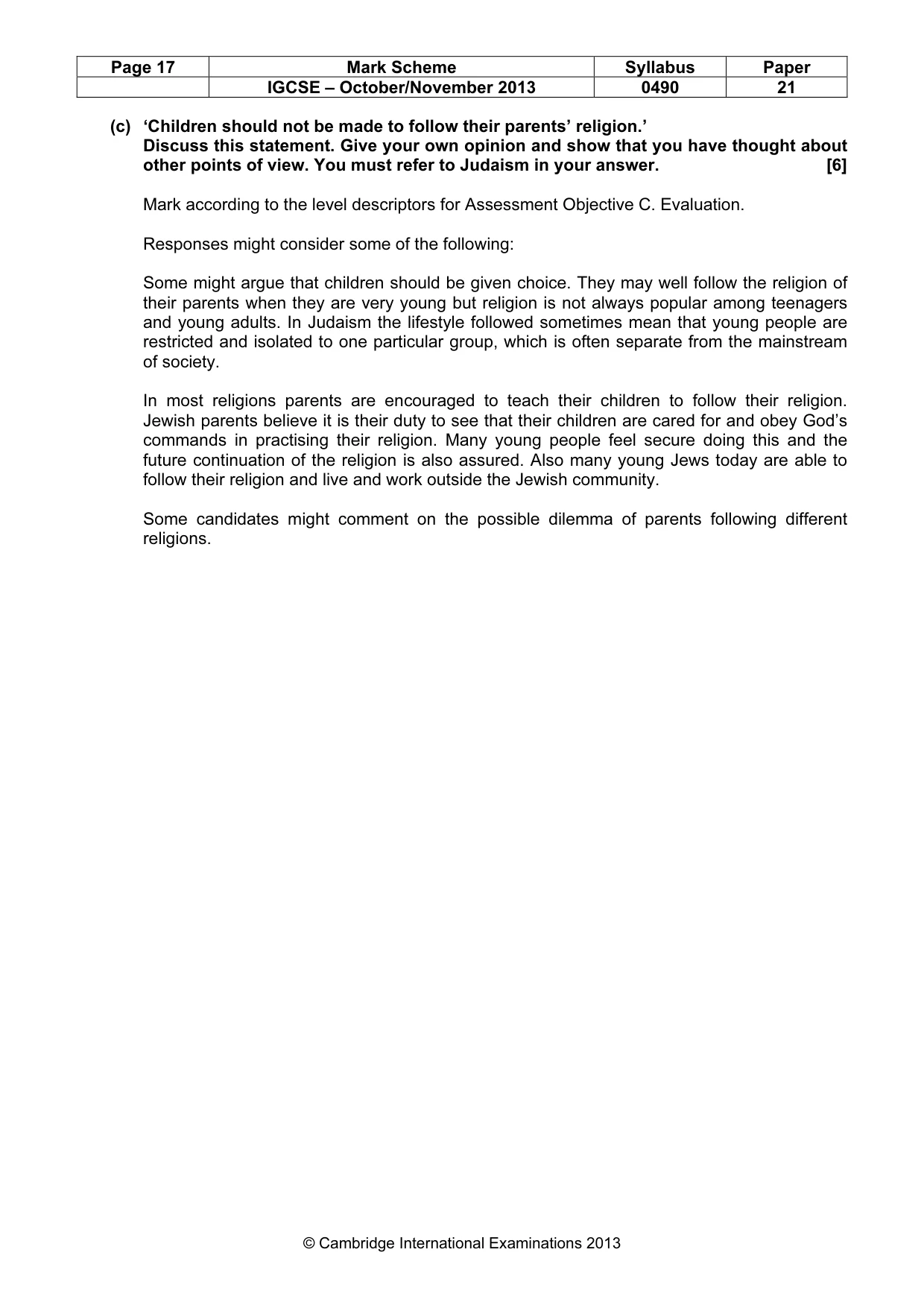 Mark scheme, page 17 of 17