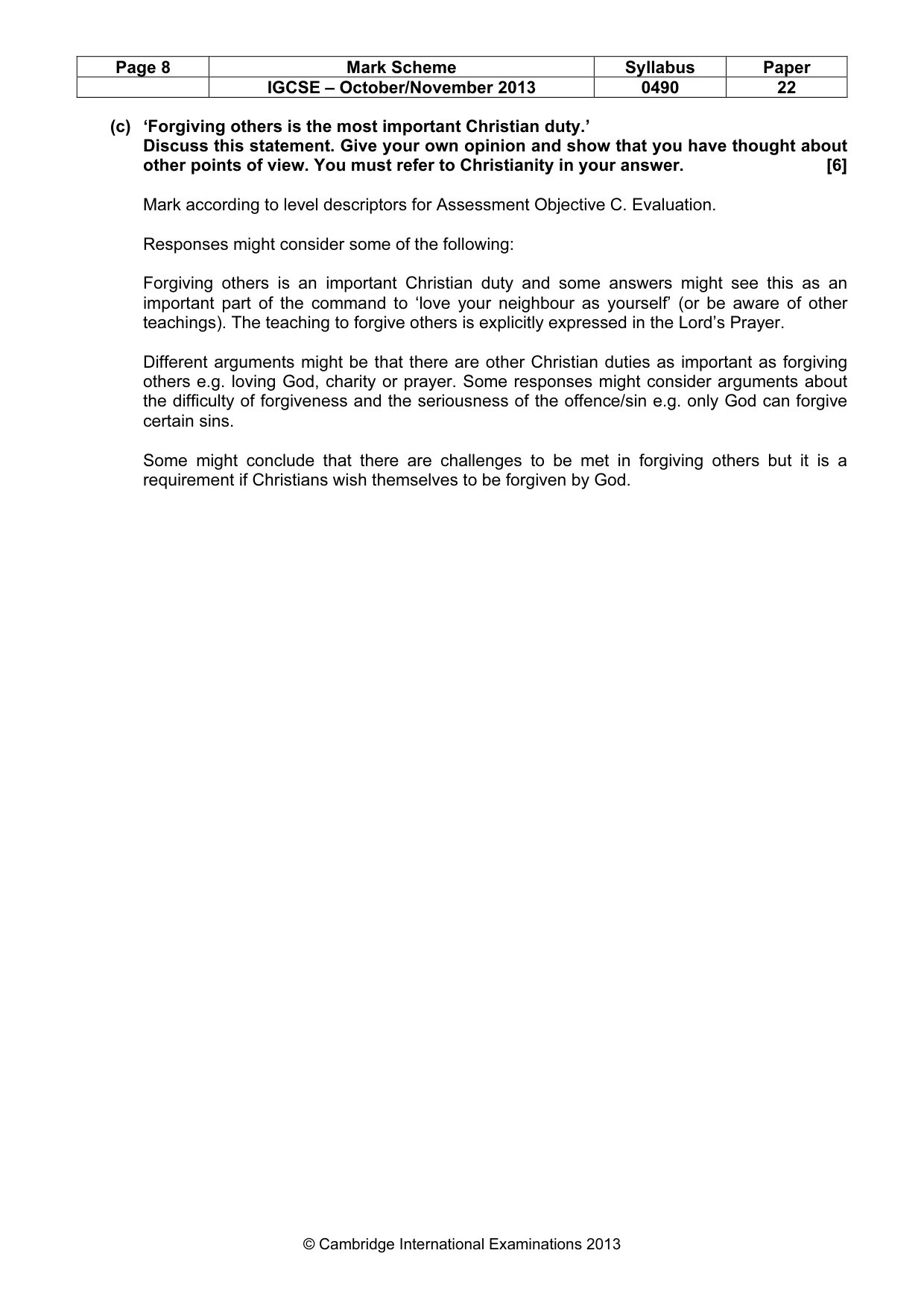 Mark scheme, page 8 of 17