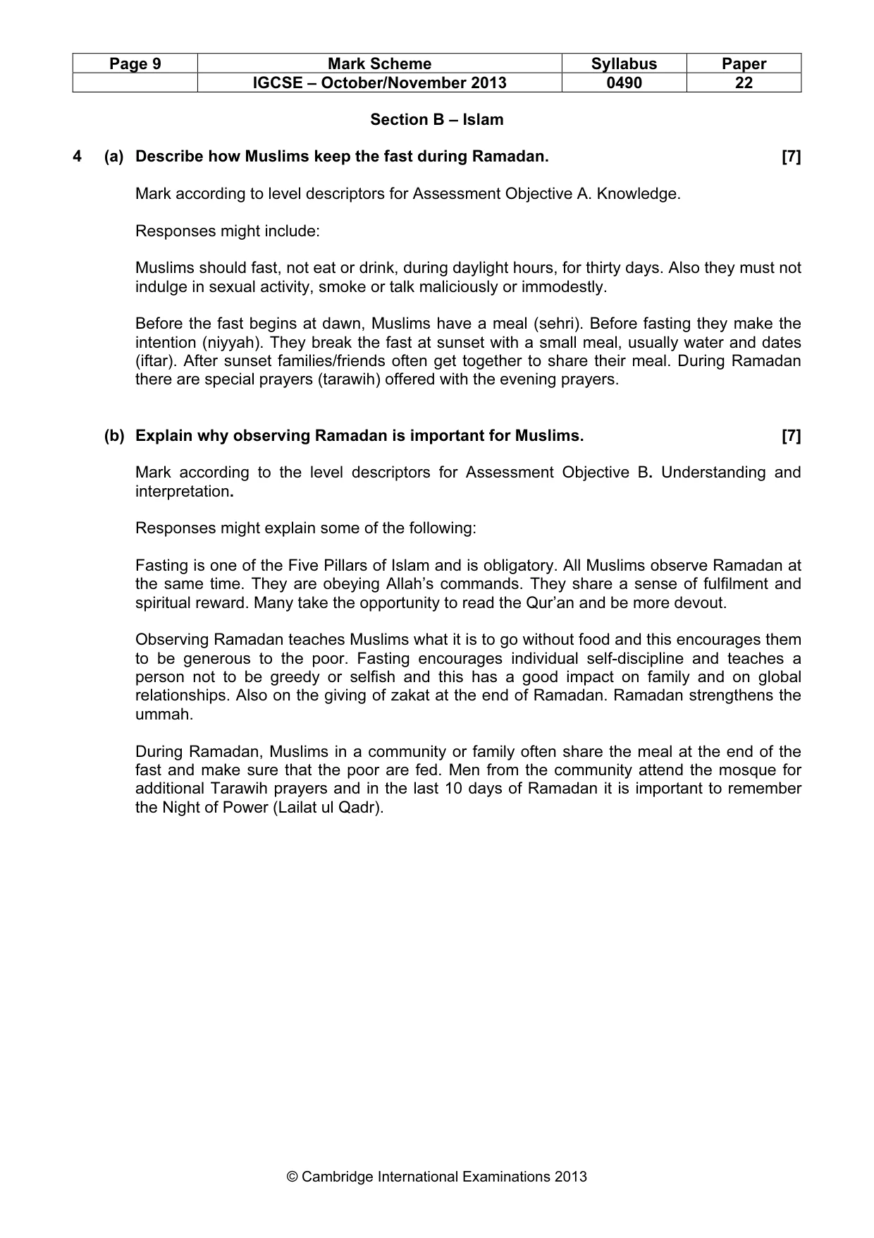 Mark scheme, page 9 of 17