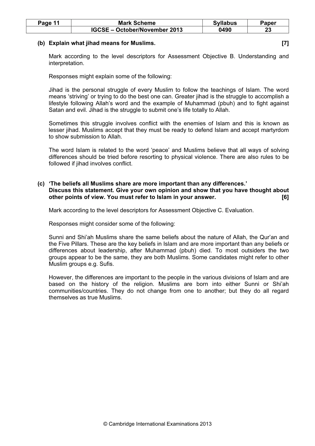 Mark scheme, page 11 of 17