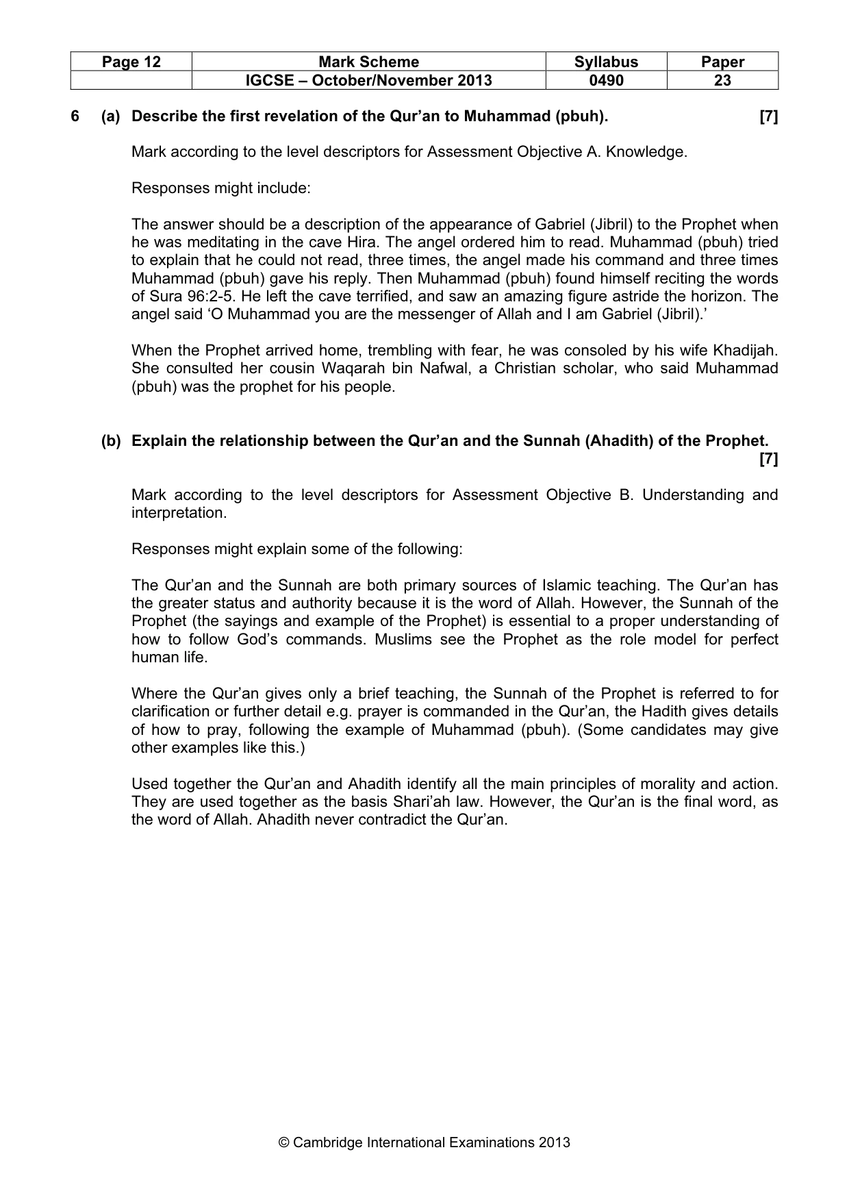 Mark scheme, page 12 of 17